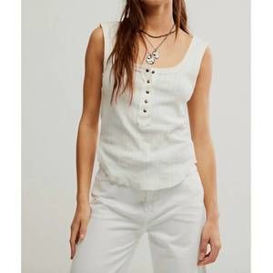 NEW FREE PEOPLE bryson henley top in white